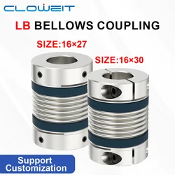 Cloweit LB-B-D16L30 3mm to 8mm Aluminum Alloy Shaft Coupler Bellows Coupling for Lathe Connect