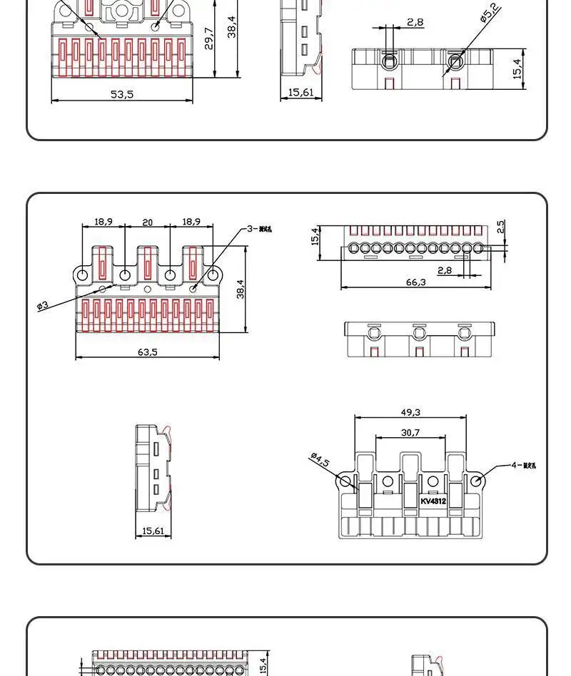 5 Stück Schnellverbinder für Kabel, Press-Typ, Beleuchtungsanschluss, 2 Eingänge, 4/6 Ausgänge, drei, 3, sechs, 6/9 – Detail 4
