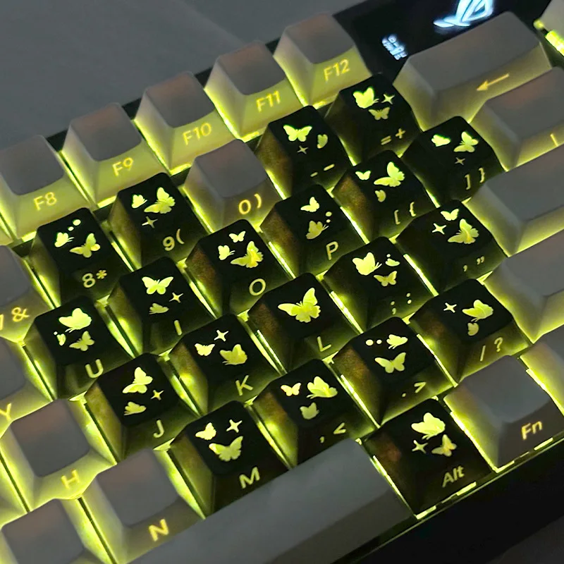 Bestselling Heart-Shaped Butterfly Keycaps 21-Key Set Side-Lit Magnetic Mechanical Keyboard DIY Mod Keycaps