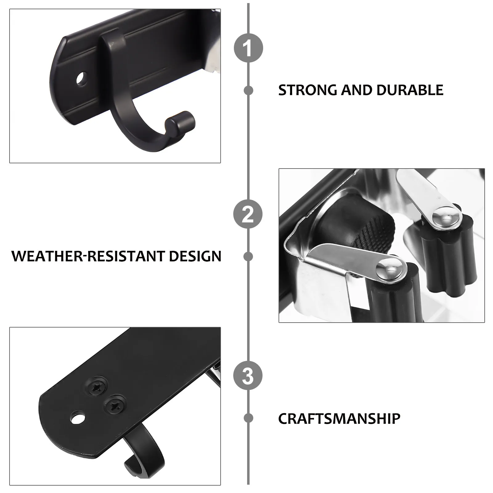 

Настенный держатель для швабр из космического алюминия, сверхпрочный, с крючками, устойчивый к непогоде, органайзер для гаража, сада, кухни