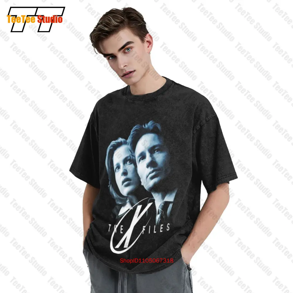 تي شيرت X Files Team Sculder للرجال Tv Fox Mulder Dana Scully Fbi وكلاء خاص عتيق كبير الحجم GTM9