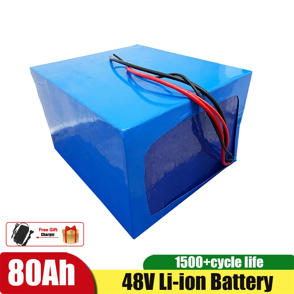 

14S 13S 48V 80Ah Lithium Li ion Battery Pack 51.8V With BMS for peak 5000W Sightseeing Cars/Electric Motorcycle +10A Charger