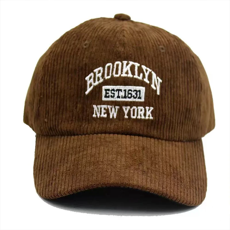 Lettered corduroy baseball cap, unisex, versatile, fashionable and trendy, sunshade, versatile baseball cap