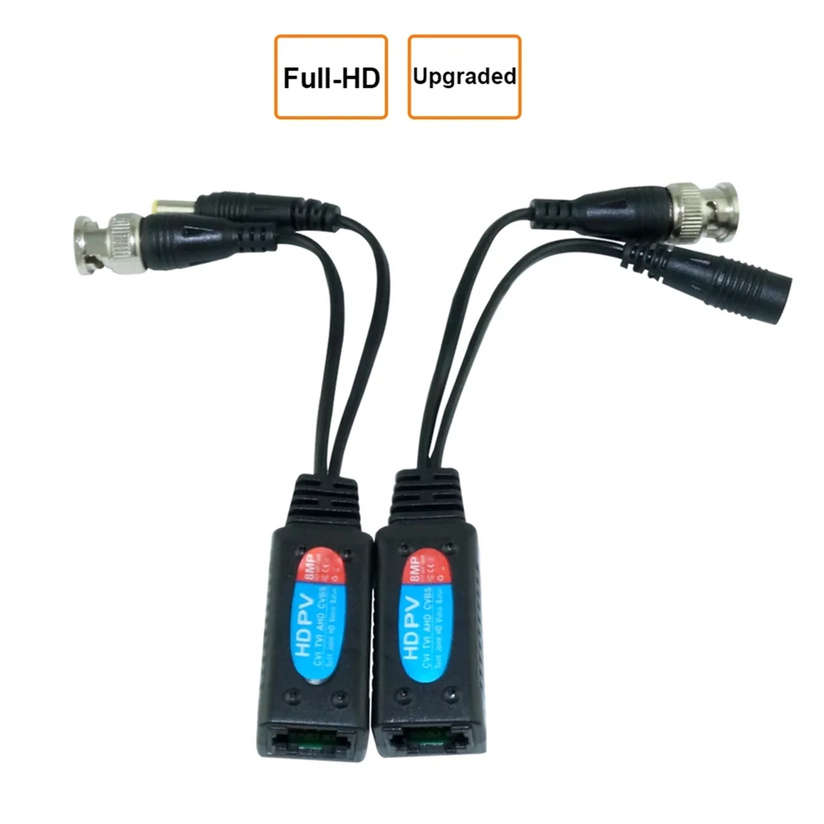 4 pares de cabo balun de vídeo 8mp transmissão hd transmissor torcido bnc para rj45 adaptador suporte hdcvi tvi ahd câmera