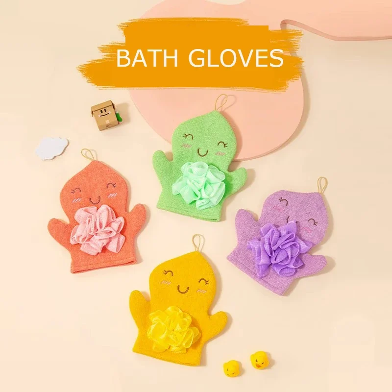 Bath Gloves For Baby Cartoon Animal Shape Shower Gloves Washcloth For Bathing Children Wash Clean Shower Massage Accessories