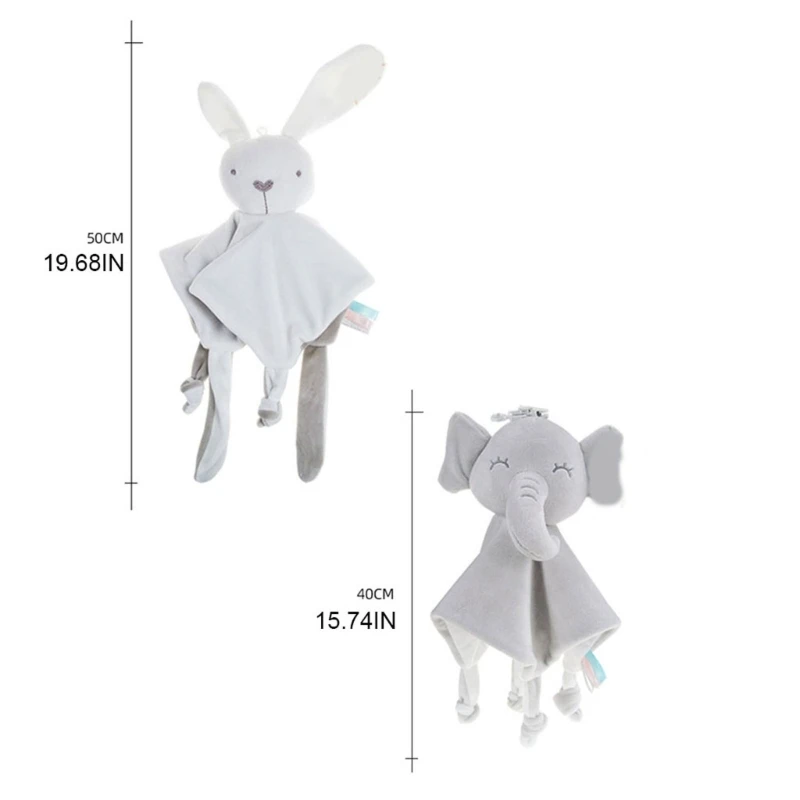 97BE Infant Newborn Appease Towel Rattle Toy Comforter Baby Soothing Handkerchief Safety Plush Handkerchief for Boy Girl