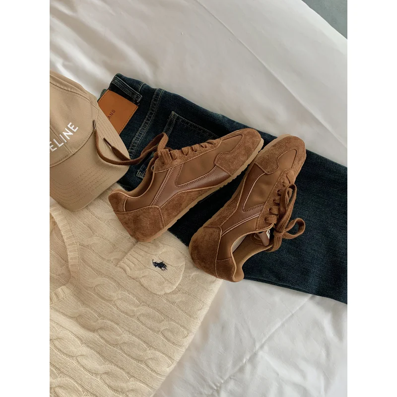 حذاء كاجوال جديد من الجلد الأصلي بتصميم كلاسيكي متباين ومقدمة مربعة الشكل بتصميم كاجوال للنساء #6