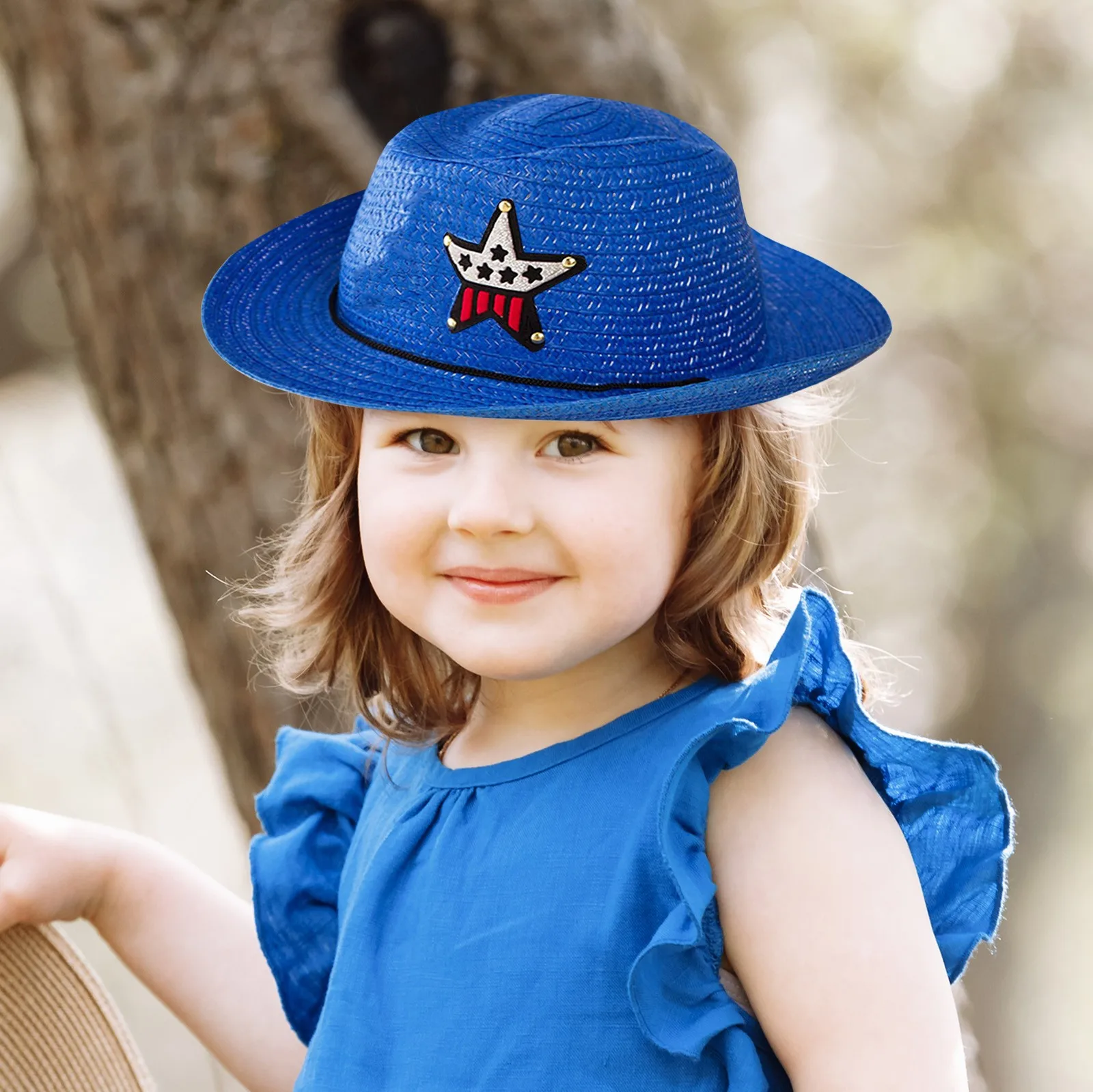 Summer Sun Straw 6 Colours Beach Hats Girls Boys Kids Child Western Cowboy Hat 2 To 6y