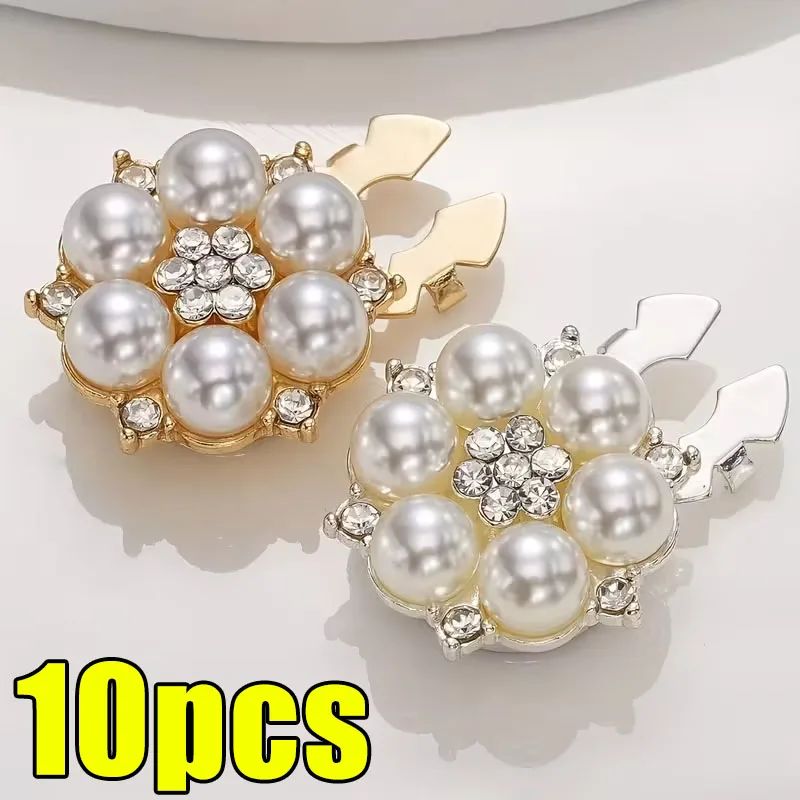 Crystal Pearl Button Covers Detachable Clip-On Shirt Coat Decorative Buttons Sewing Button for DIY Blouses Clothing Women Men