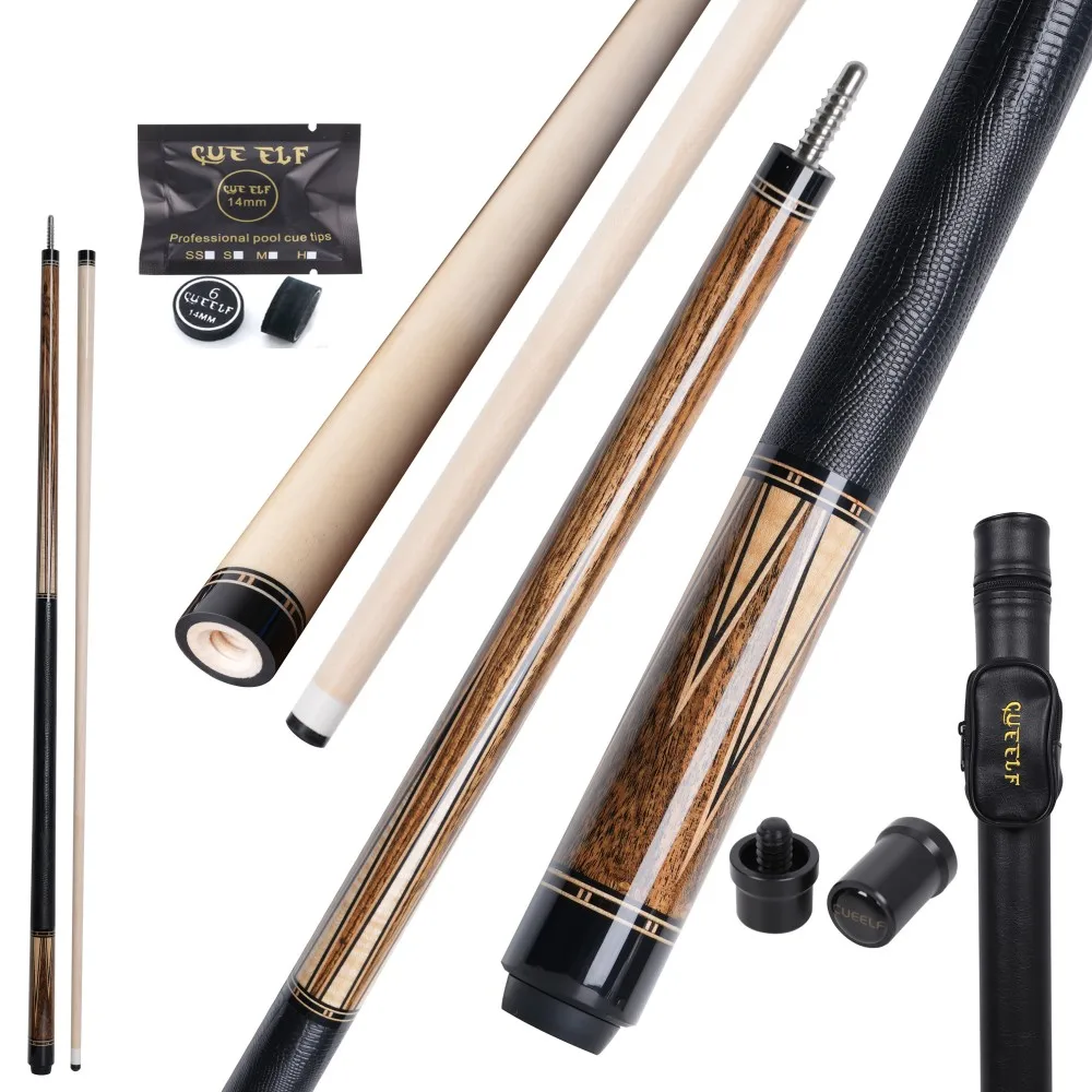 

Inlay Pool Cue Bocote With Curly Lizard Leather Wrap 58" Billiard Pool Cue