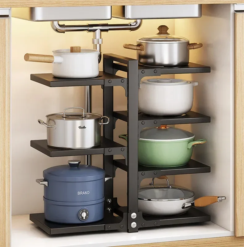 ٪ حامل وعاء حوض المطبخ الفولاذ المقاوم للصدأ متعدد الطبقات مقلاة جهاز طهي الأرز تخزين الرف زجاجة توابل الحطام المنظم