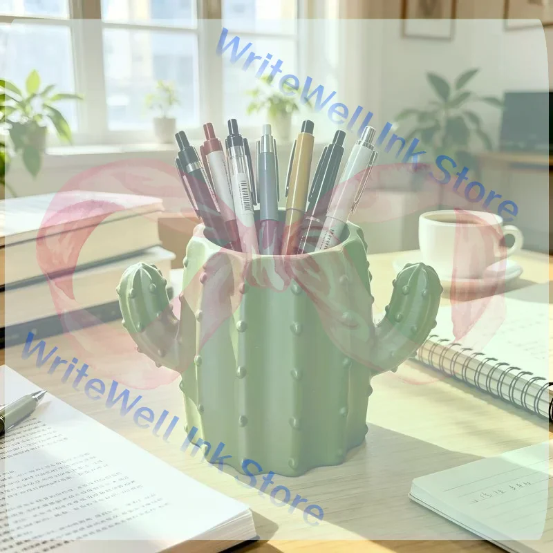 1pc Creative Multifunctional Fashionable Cute Cactus Pen Holder For Students And Offices