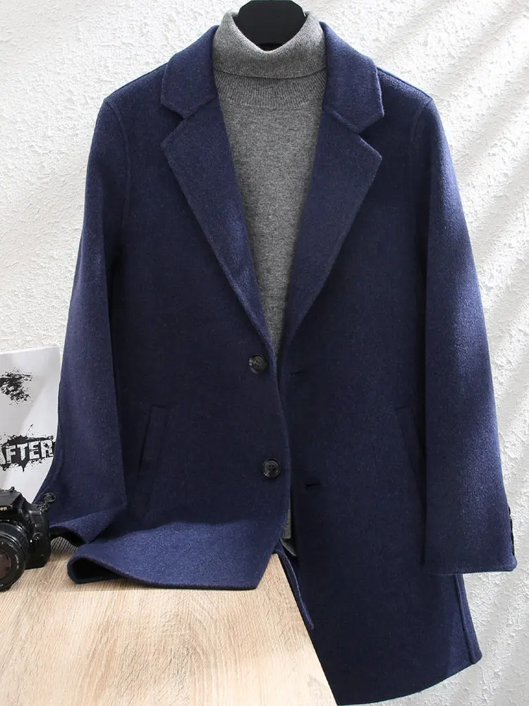 

100% шерсть, двустороннее шерстяное универсальное повседневное элитное деловое пальто с воротником, шерстяное пальто, куртка