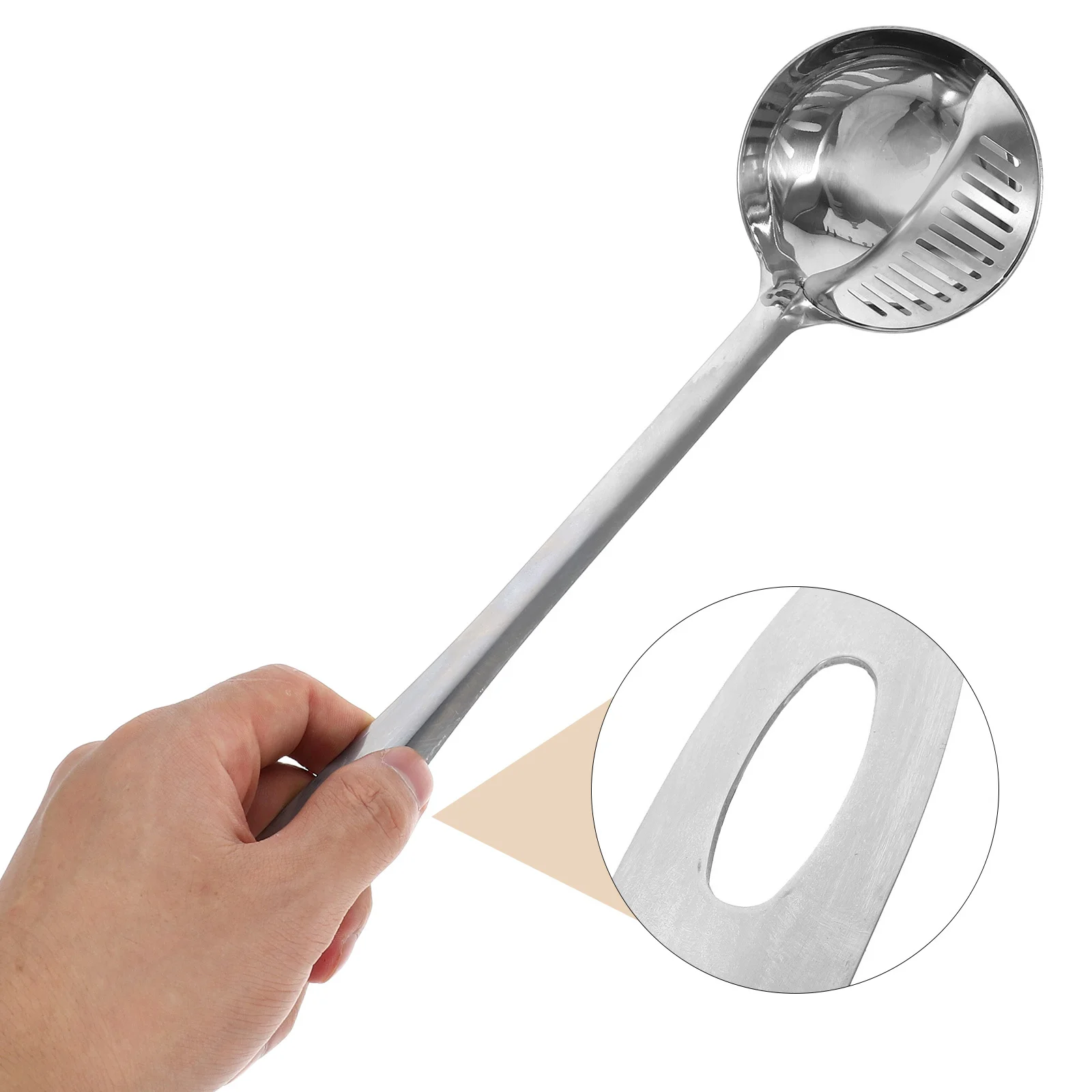 

Stainless Steel Hot Pot Ladle Dual Use Separable Soup Spoon Strainer Oil Separator For Cooking Draining Skimmer Ramen