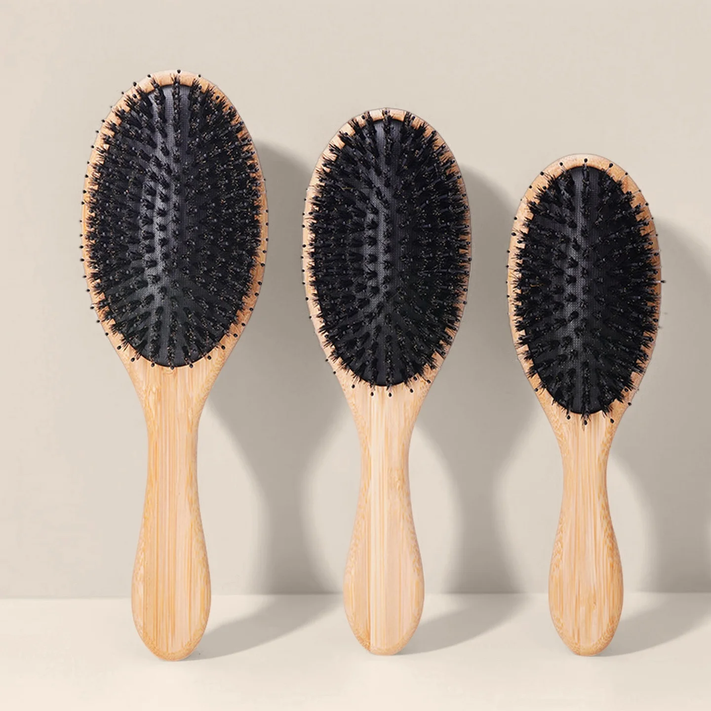 Boar Bristle Hair Brush Soft Natural Bristles for Thin and Fine Hair Restore Shine And Texture Wooden Comb