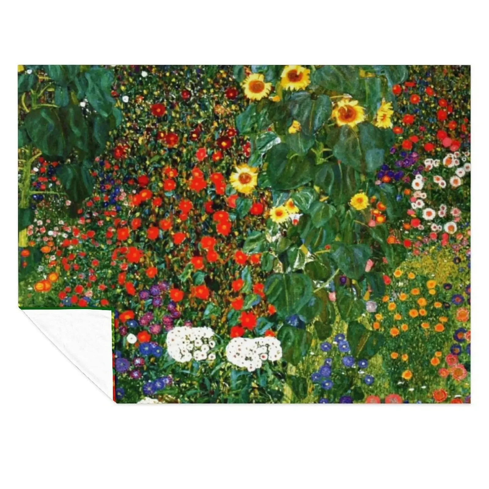 

Klimt - Farm Garden with Sunflowers Throw Blanket Bed linens Moving Bed covers Thermal Blankets