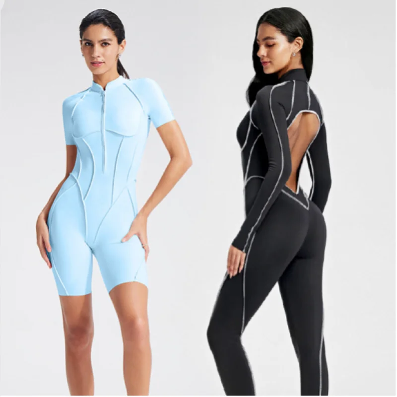 Color-Block Yoga Sports Slim Fit Jumpsuit Hollow Out Back Tight-Fitting Fitness Wear Sportswear Gym Clothes Workout Bodysuit