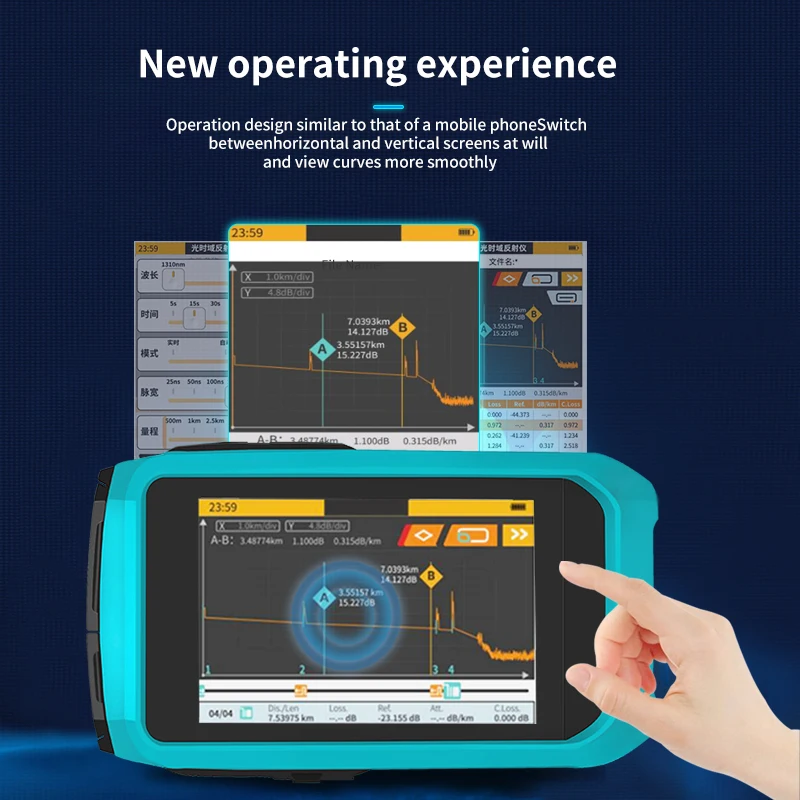 H&C Newest 80km Handheld Mini OTDR 1310nm/1550nm Fiber Optic Active Tester Smart Event Map With OPM VFL OLS