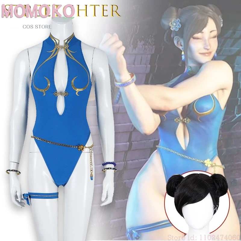Взрослые ‌ ‌ Костюм для косплея Чун-ли: сексуальный купальник, наряд для ролевых игр по аниме, косплей-аксессуар