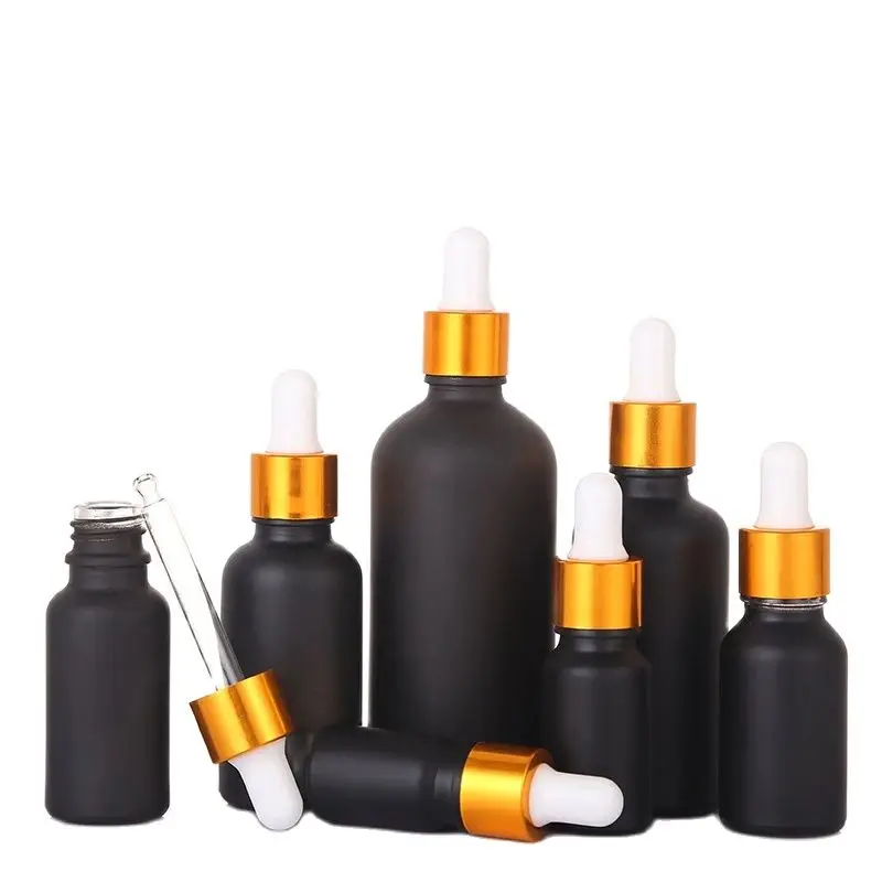 

Frosted Black Dropper Bottles 5ml 10ml 15ml 20ml 30ml 50ml 100ml Essential Oil Bottle Empty Cosmetic Container Glass Vial