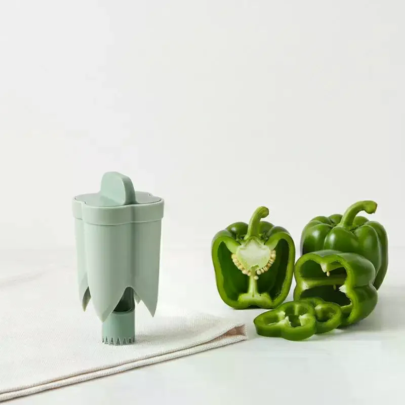 2-in-1 Fruit Pepper Corer Tool Multi Functional Seed Remover for Colorful Peppers Portable Easy Cleaning Kitchen Gadget