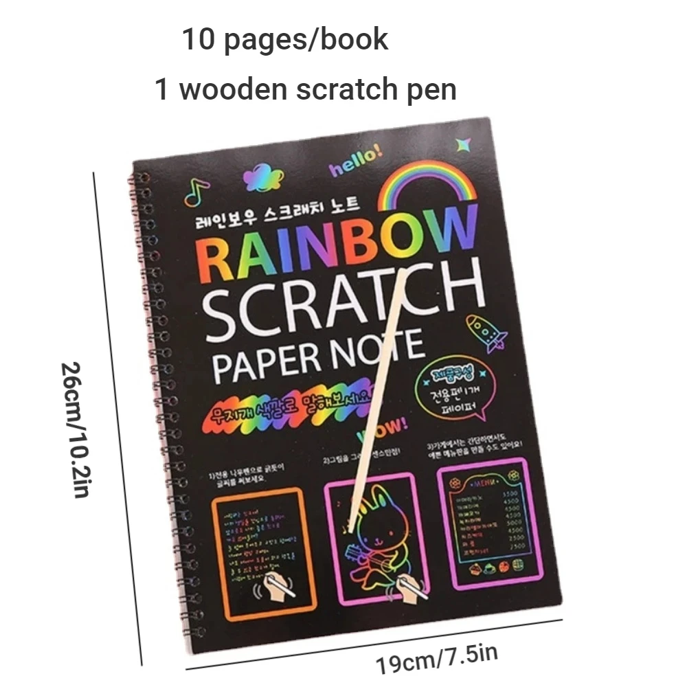 Children's DIY Graffiti Books Montessori Educational Toys Rainbow Magic Children's Scratching Paper Colorful Painting Book Set
