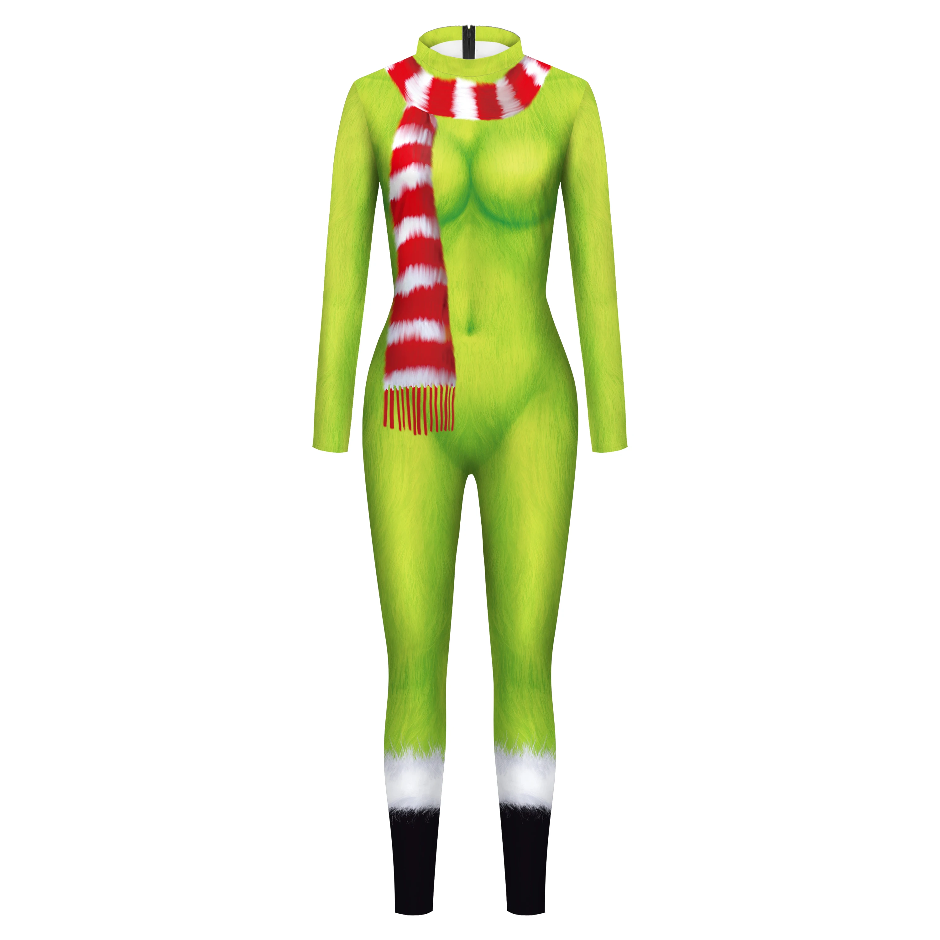 Anime Green Jumpsuit Halloween Cosplay Costume Adult Zentai 3D Printing Bodysuits Holiday Catsuit Festival Outfit for Woman Man