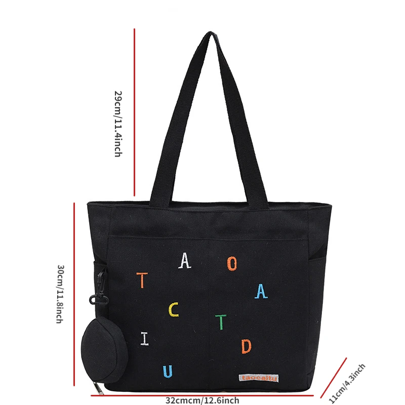 Large Capacity Commuting Tote Bag Simple and Casual Letter Printed Underarm Bag Lightweight Versatile Student Shoulder Handbag