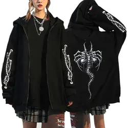 Autumn Zip Up Jacket Gothic Zip Plus Size Hoodie Streetwear Men Women Harajuku Unisex Casual Sweat shirts