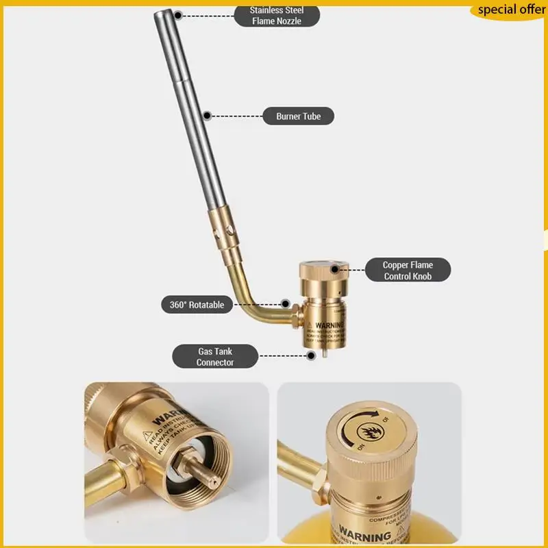 

A50I Propane Torch Head, High-Intensity Trigger Start Gas Torch For Soldering, Brazing, Welding - Efficient And Versatile