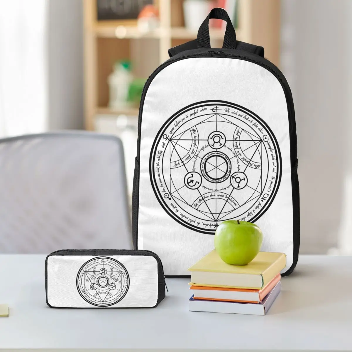 Human Transmutation Circle Fullmetal Alchemist Backpack BookBag School Bag Shoulder Bags 3ps Insulated Lunch Bag Pencil Case