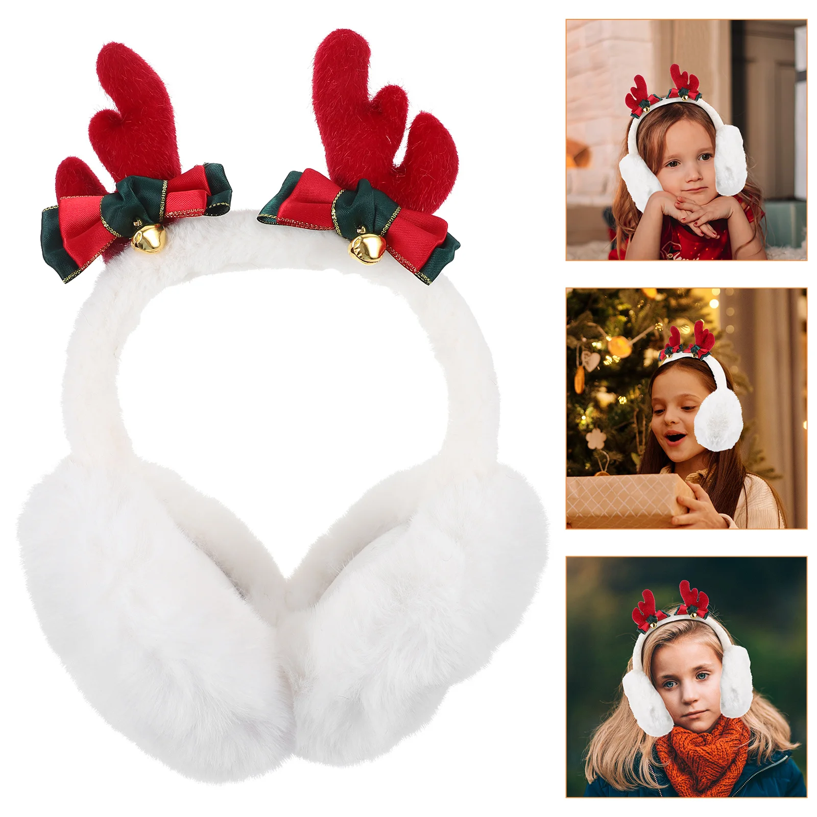 Warm Earmuff Cute Antler Design Christmas Ear Warmer Soft Comfortable Winter Headwear Protective Ear Cover