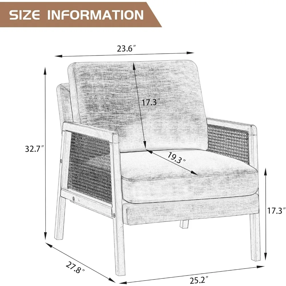 طقم كراسي بنية اللون مكون من كرسيين منجدين لغرفة المعيشة كرسي بذراعين من الخيزران الطبيعي، شبشب جلدي صناعي حديث