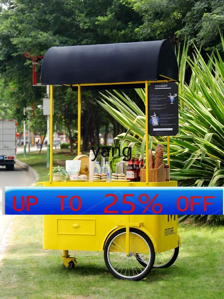 CCX Commercial Street Multifunctional Mobile Stall Fast Food Cart Outdoor Souvenir Display Trolley Stall Cart