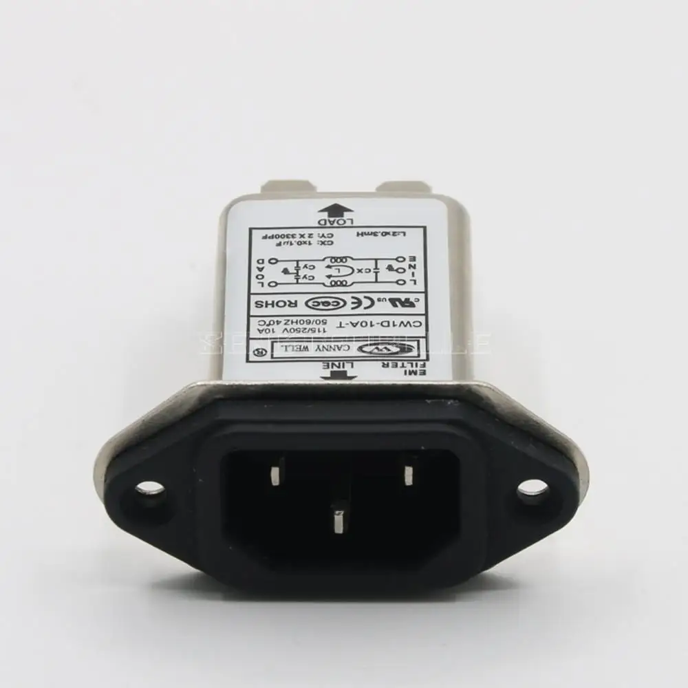 EMI Power Filter Tail Plug CW1D 6A 10A Socket 3 Purification Anti-Interference T Single-Phase AC 220V