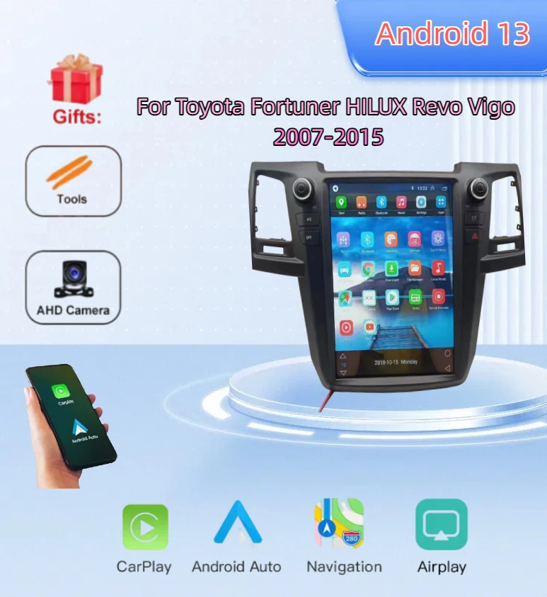 

Android For Toyota Fortuner Hilux MT 2007 2008 2012 2014 2015 Car Radio Multimedia Video Player GPS Navigation DSP Carplay 2K