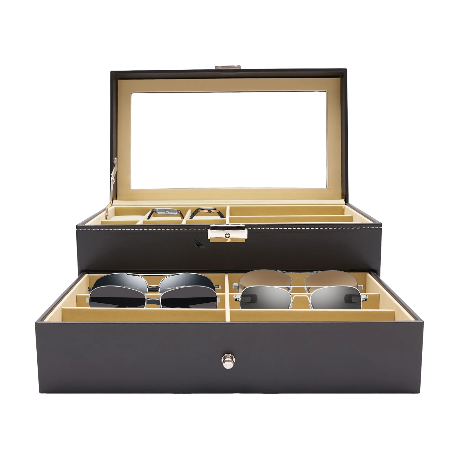 

9-bin glasses case + 6-bin watch case Watch Storage Box, Eyeglasses Organizer, Eyeglasses & Watch Storage Box 33.5*19*15.5cm