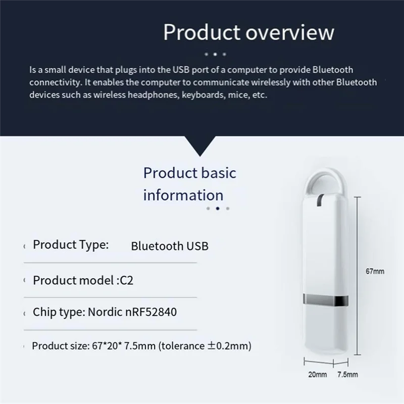 C2-7001 NRF52840 Dongle Nordic Low Power USB Dongle Foreval บลูทูธคว้าเครื่องมือโมดูลใช้ Withnrf เชื่อมต่อ Forpc-AB09