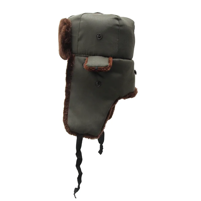 Women Plush Lined Nylon Russian Ushanka Bomber Fur Ear Flaps Casual Aviator Trapper Hat for Winter