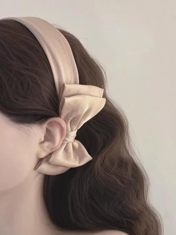 

Ретро-повязка для волос с боковым бантом, атласная, широкая, в стиле Super Fairy Aosphere, корейский стиль, летняя новинка