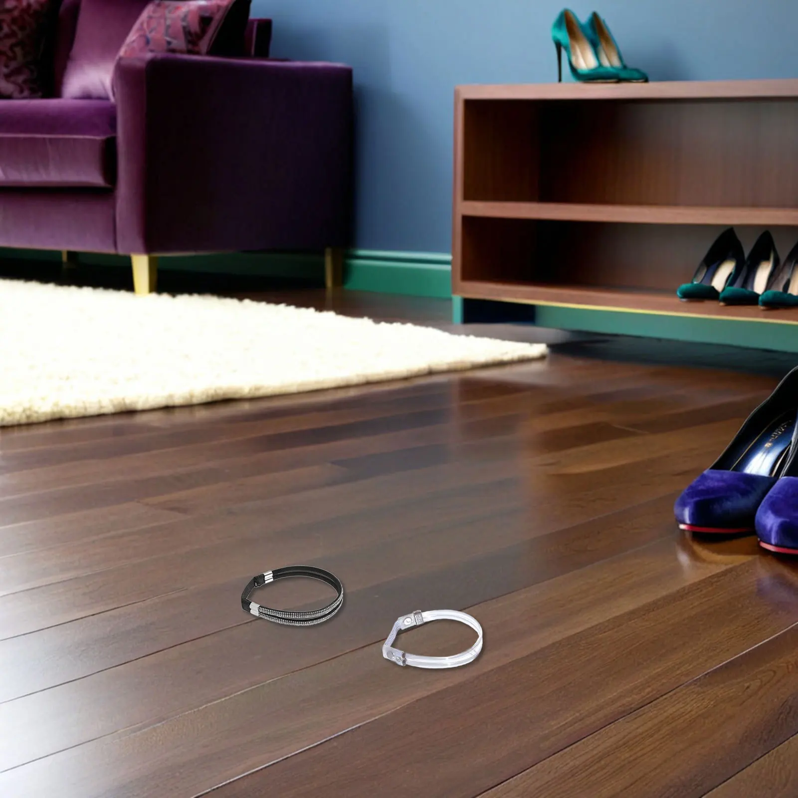 4Pairs Rhinestone Elastic Lace Straps High Heel Anti-Slip Detachable Straps for Loose Shoes Ankle Shoe Accessories