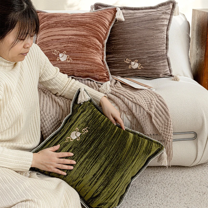 45X45CM Embroidery Gourd Throw Pillow Cover Modern Homestay Stamping Waist Cushion Cover Decor Home Decorative Pillowcase