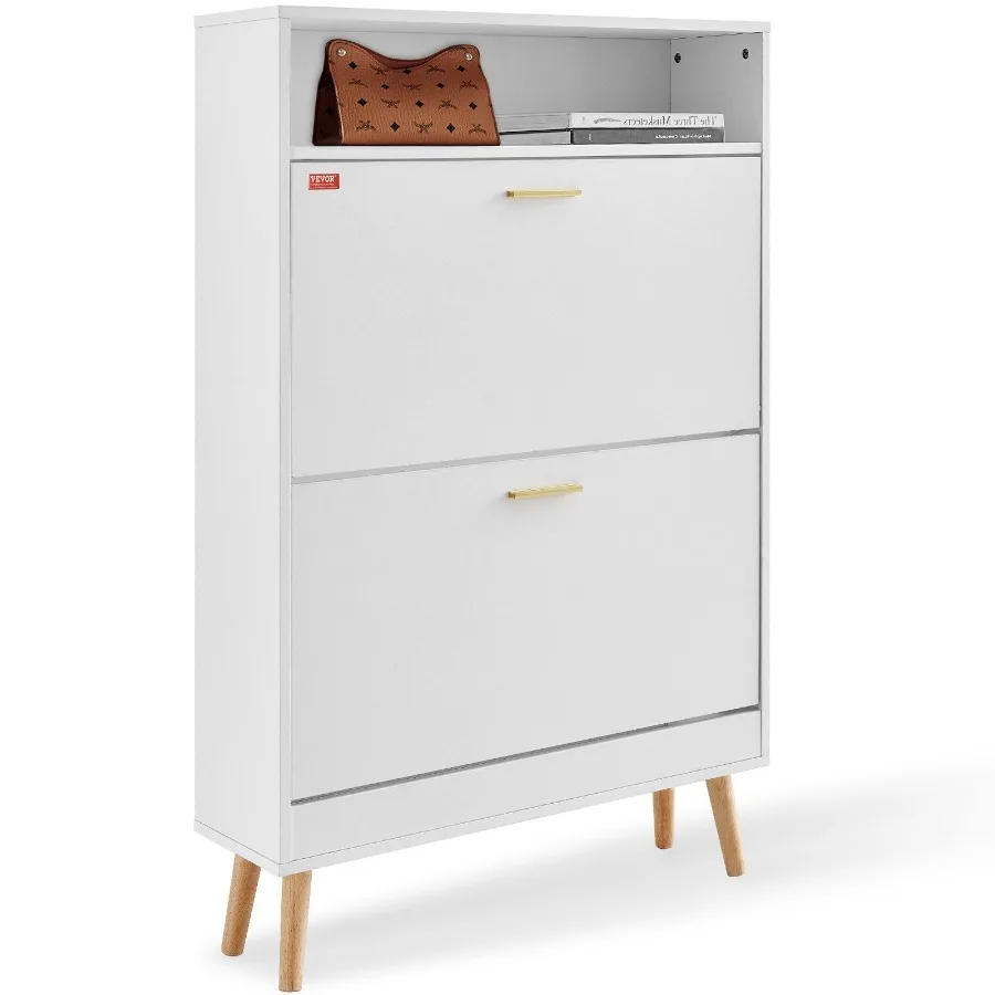 

Shoe Cabinet with 2 Flip Drawers Shoe Storage Cabinet for Entryway Free Standing Shoe Storage Organizer with Top Storage Cubby