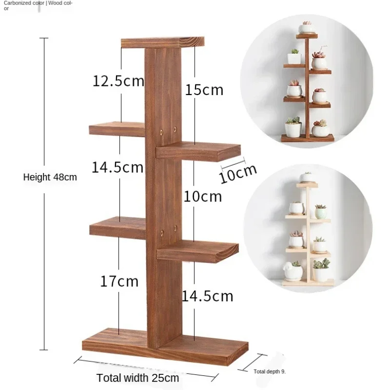 Multi-layer Solid Wood Desktop Flower Stand Indoor Small Flower Stand Green Flower Frame Decoration Living Room Window Pot Rack