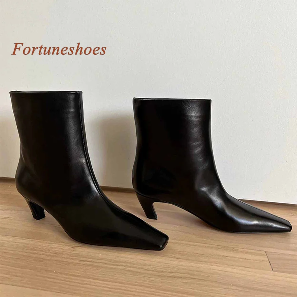 

Stiletto High Heel Solid Black Boots Square Toe Slip On Mid Calf Women Pumps 2024 Newest Winter/autumn Fashion Casual Boots