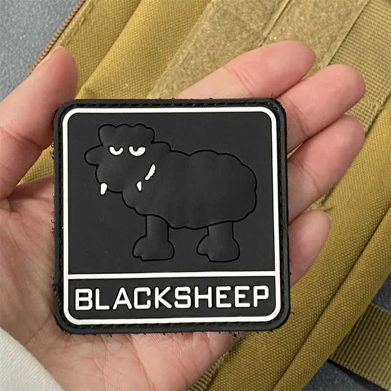 Zwarte Schapen Patch Fun Tactische Militaire Badge PVC Klittenband Rugzak Kleding Decoratie Accessoires Sticker Armband