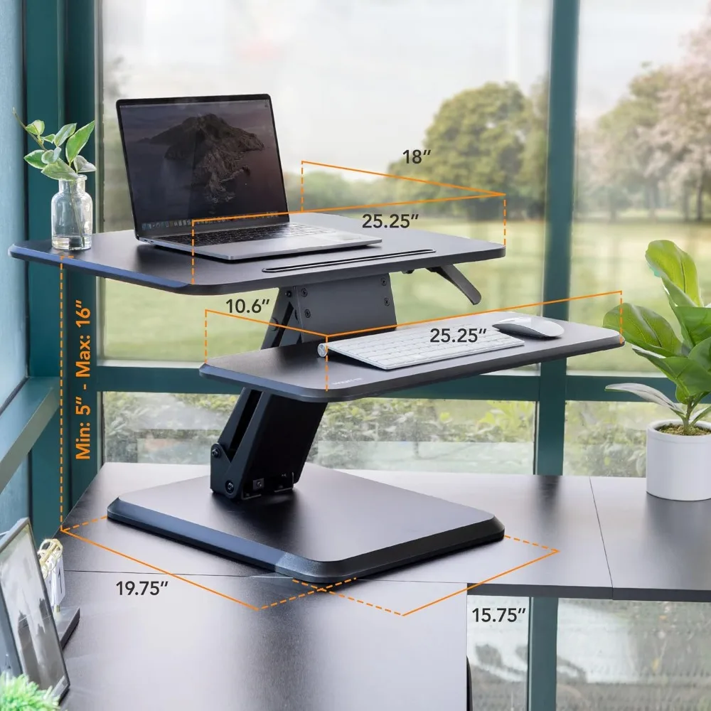 Monte-É! Conversor de mesa permanente, mesa compacta pequena ajustável para laptop de mesa de 25 polegadas - Sit to Stand Mesa ergonômica R