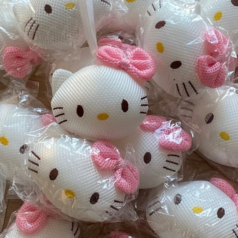 Cute Sanrio Anime Soft Bath Poufs Cartoon Hello Kitty Bath Sponges Shower Ball Scrubber Bathroom Exfoliating Brush Bubble