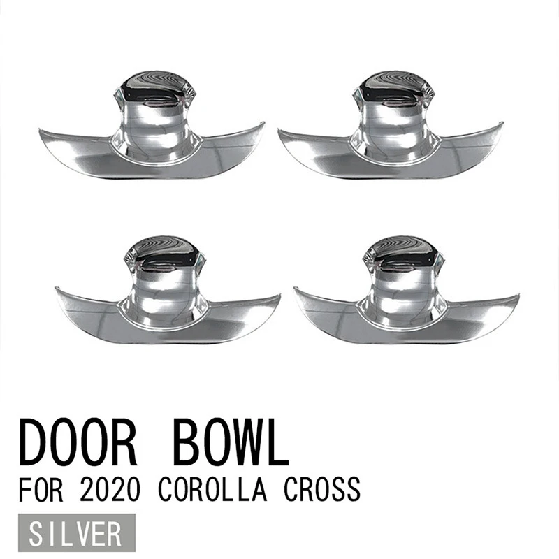 for Toyota Corolla Cross 2020 2021 ABS Silver Door Handle Bowl Cover Cup Cavity Trim Insert Catch Molding Garnish