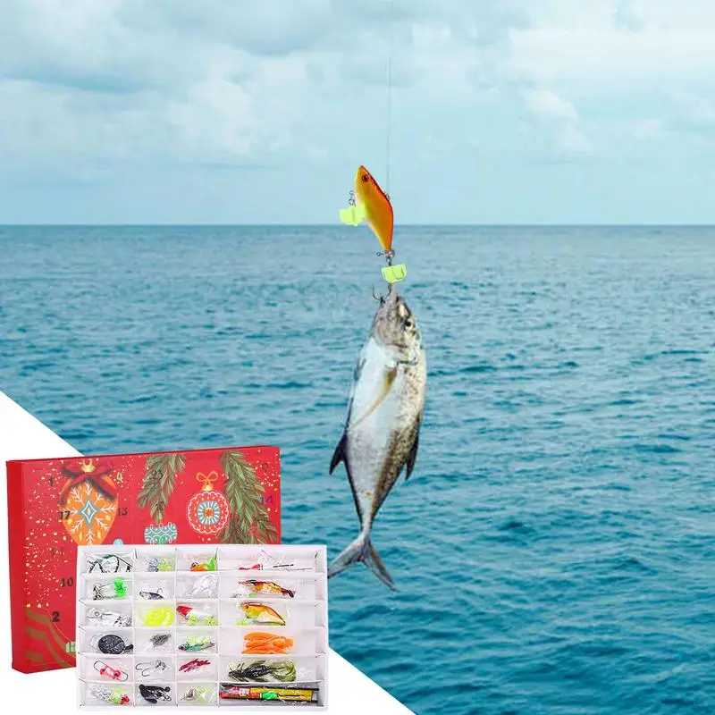 Fishing Advent Countdown Calendar Count Down To Christmas 24 Grids Fishing Lures Freshwater And Saltwater Fishing Equipment For